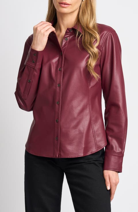 Faux Leather Fitted Shirt