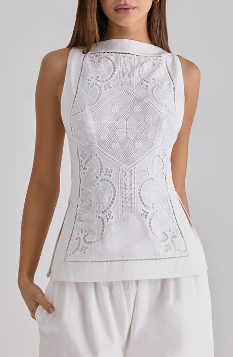 Valencia Broderie Anglaise Boat Neck Top