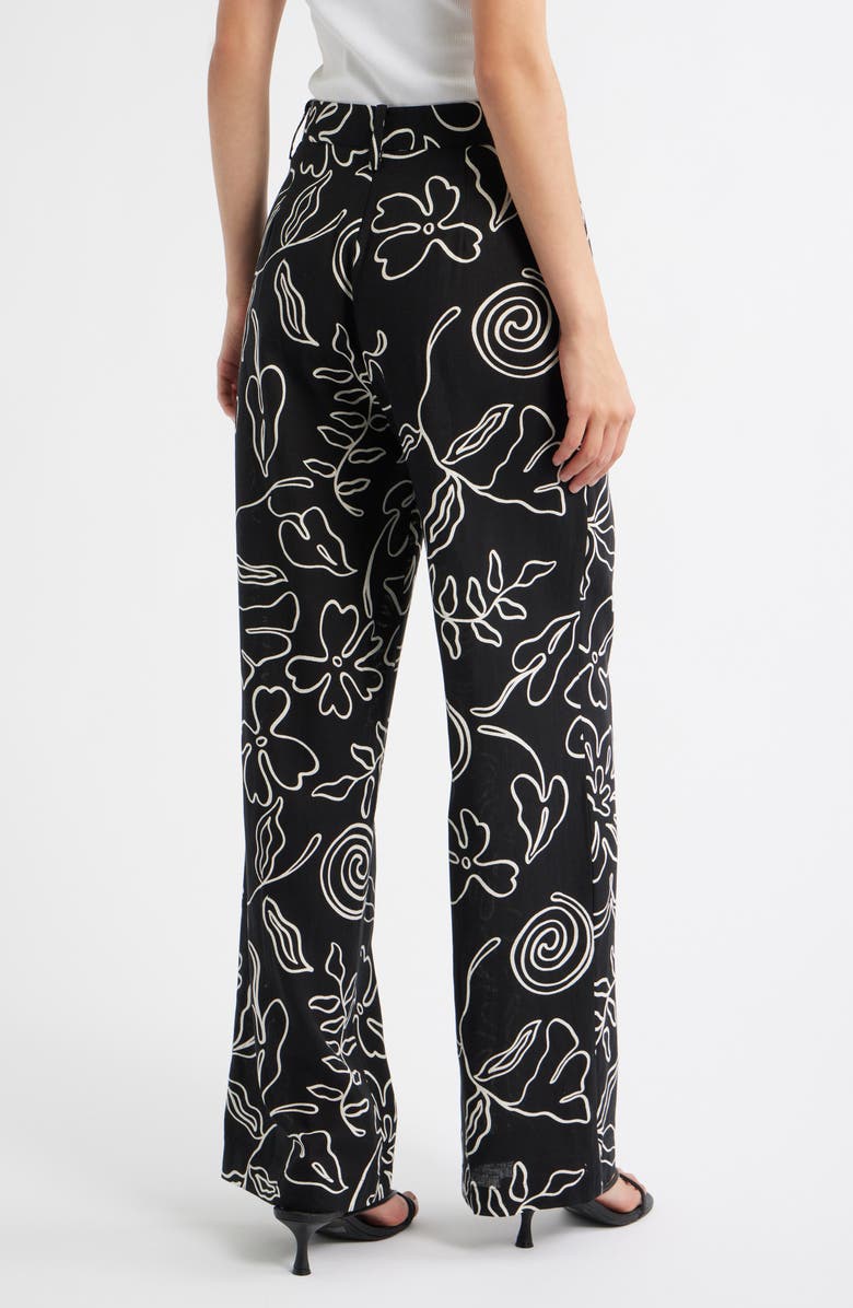 MANGO Liza Print Wide Leg Pants, Alternate, color, Black
