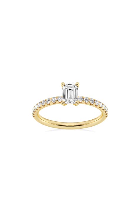 Emerald Cut Lab Created Diamond Ring - 0.85ct.