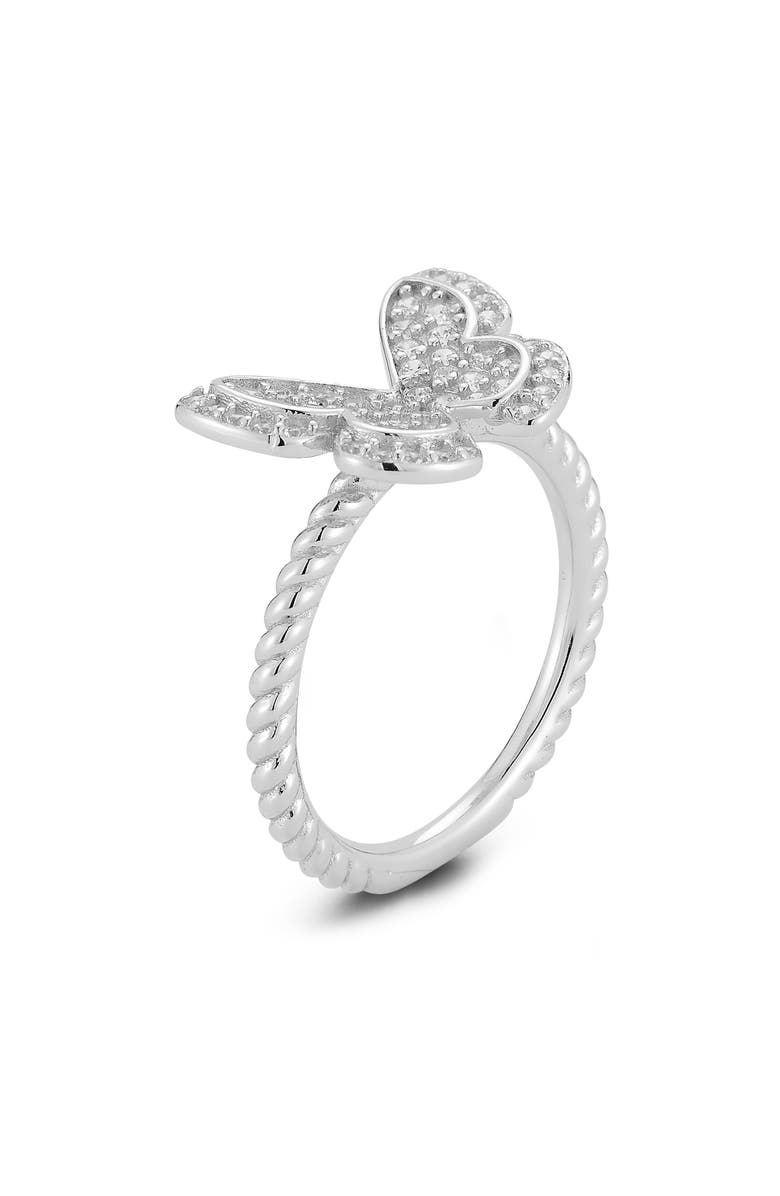 GLAZE JEWELRY Pavé Butterfly Ring, Alternate, color, Silver