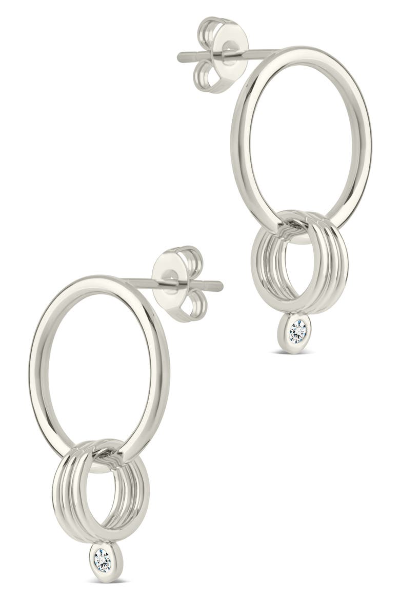 Christabel Trio Circle Drop Frontal Hoop Earrings, Alternate, color, SILVER
