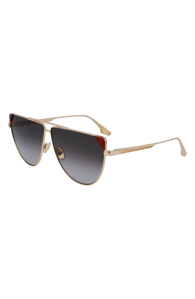 Victoria Beckham 63mm V Line Tea Cup Aviator Sunglasses, Alternate, color, Blonde Havana