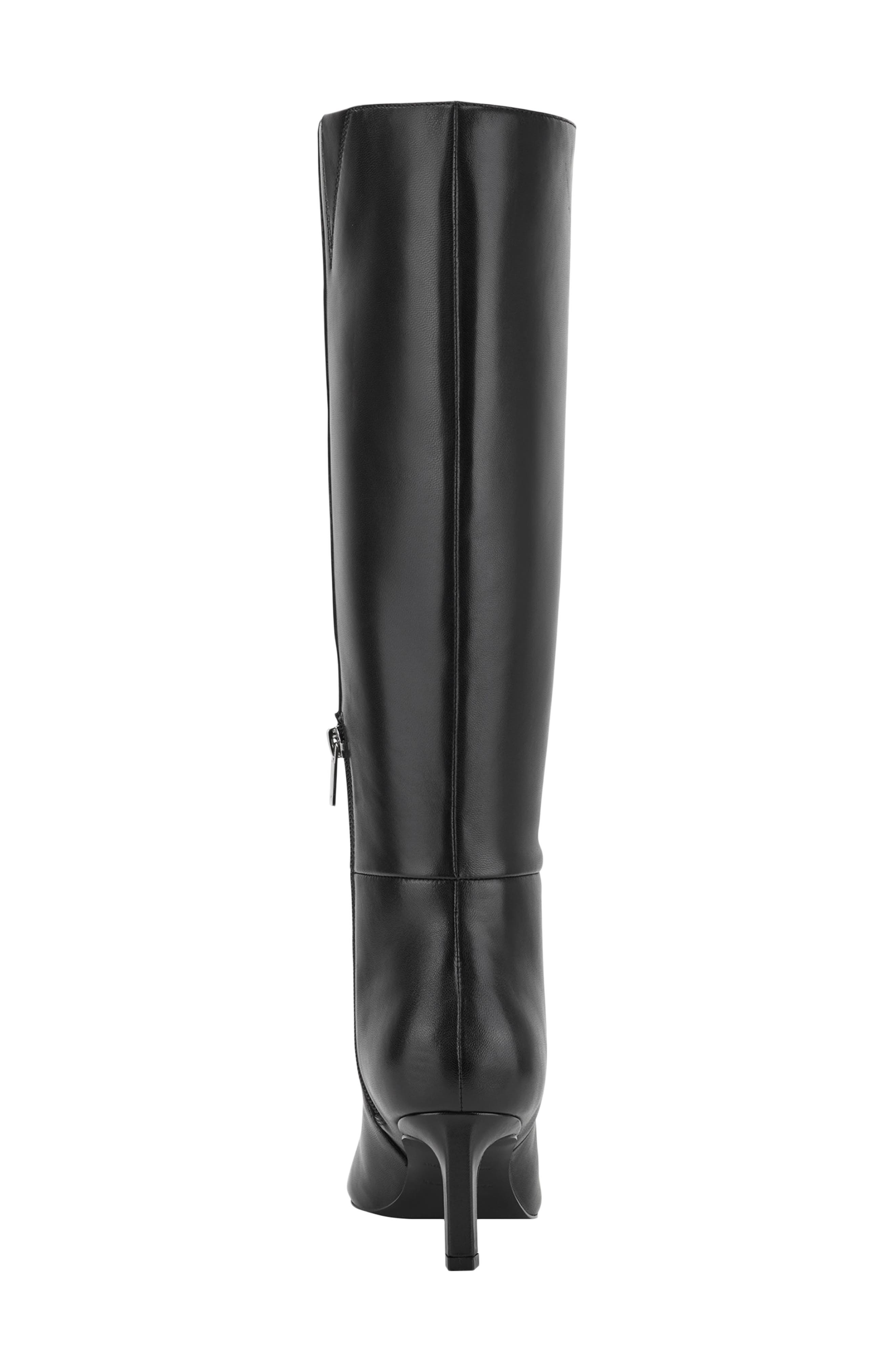Marc Fisher LTD Eva Pointed Toe Knee High Boot, Alternate, color, Black Smooth