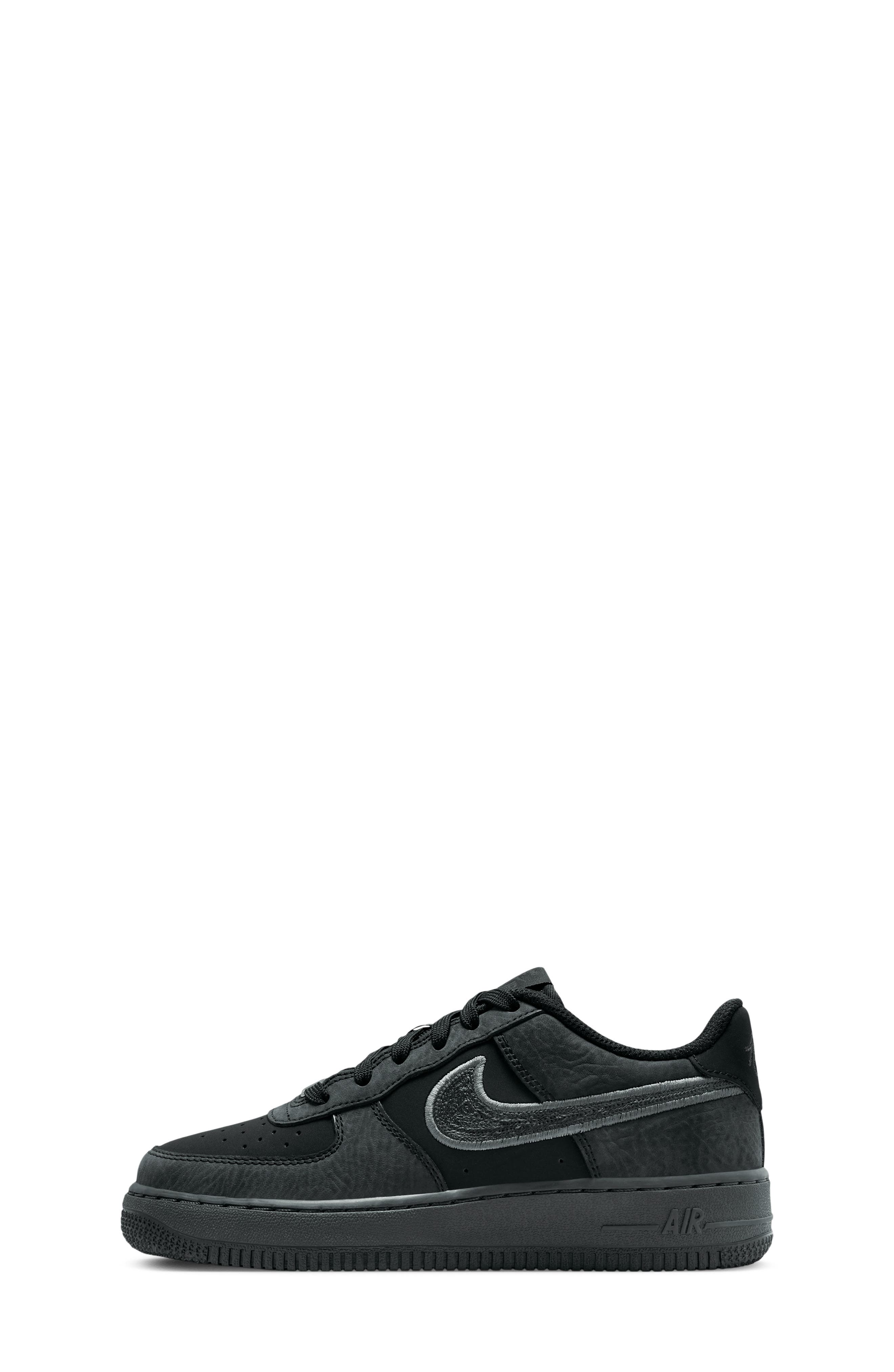 Kids' Air Force 1 Sneaker, Alternate, color, 002 BLACK/DKSKGY