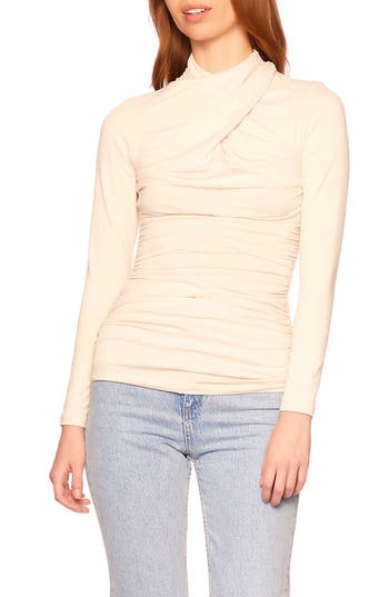 Susana Monaco Long Sleeve Crisscross Top In Blanched Almond