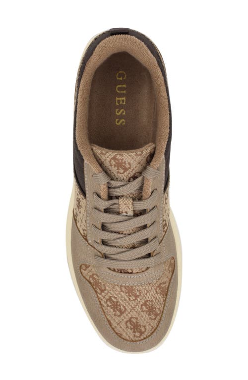 Guess Tyron Monogram Sneaker In Taupe Logo Multi