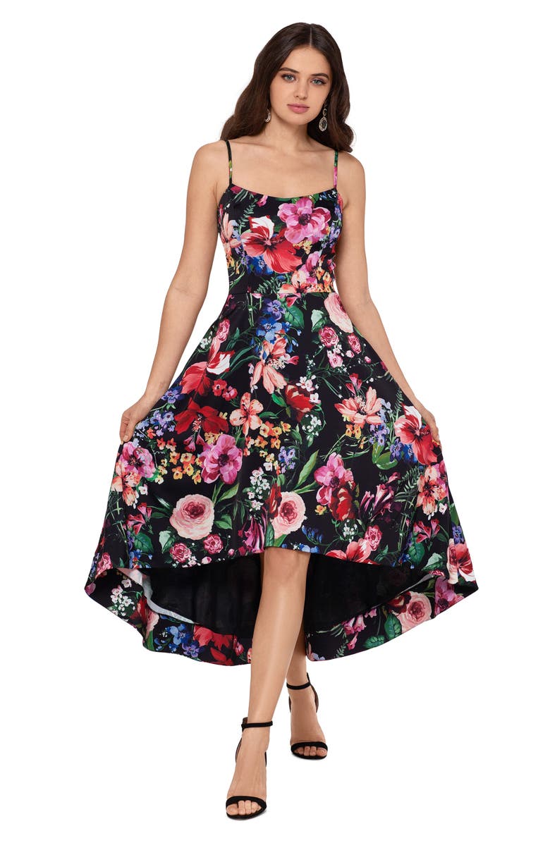 Xscape Evenings Xscape Floral High/Low Cocktail Dress, Alternate, color, Multi