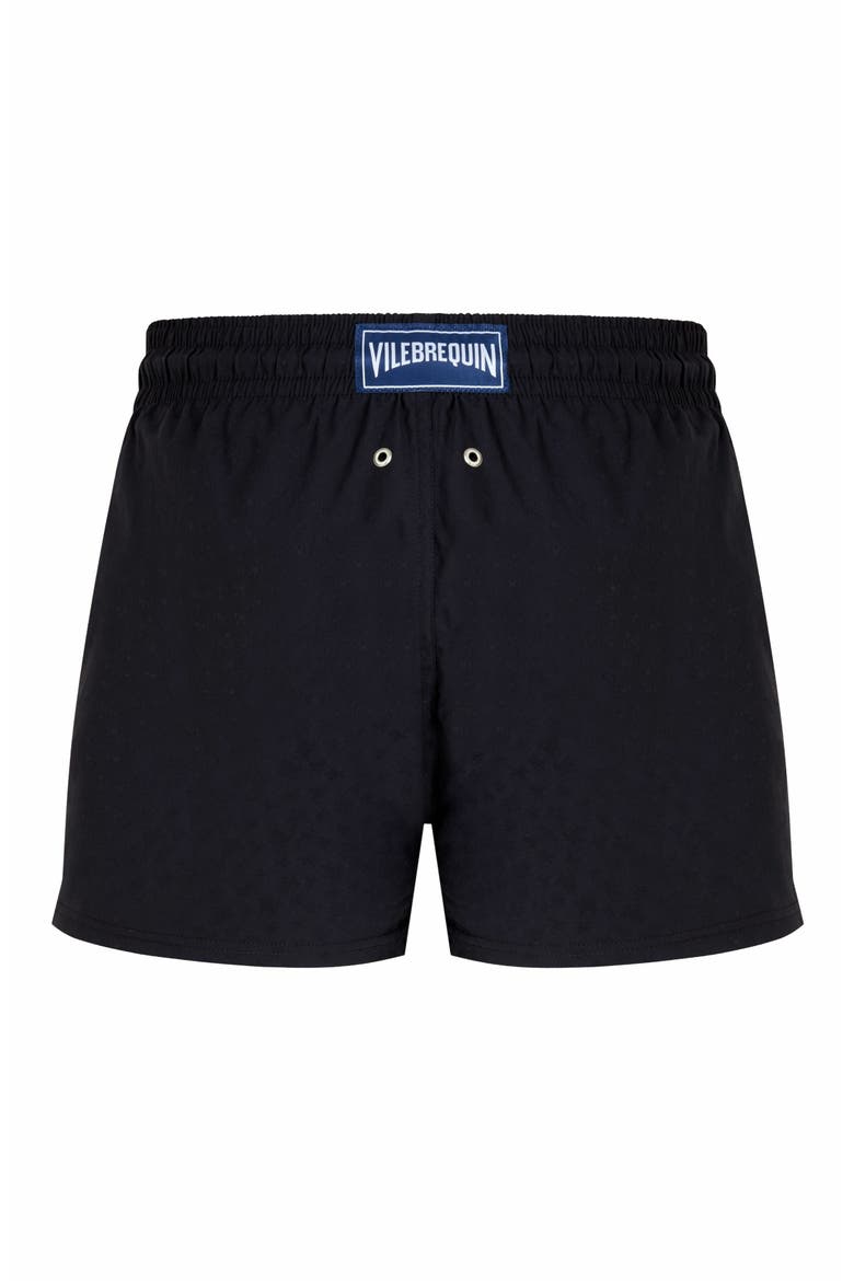 Men's Jacquard Turtle Stretch Swim Shorts, Alternate, color, NOIR