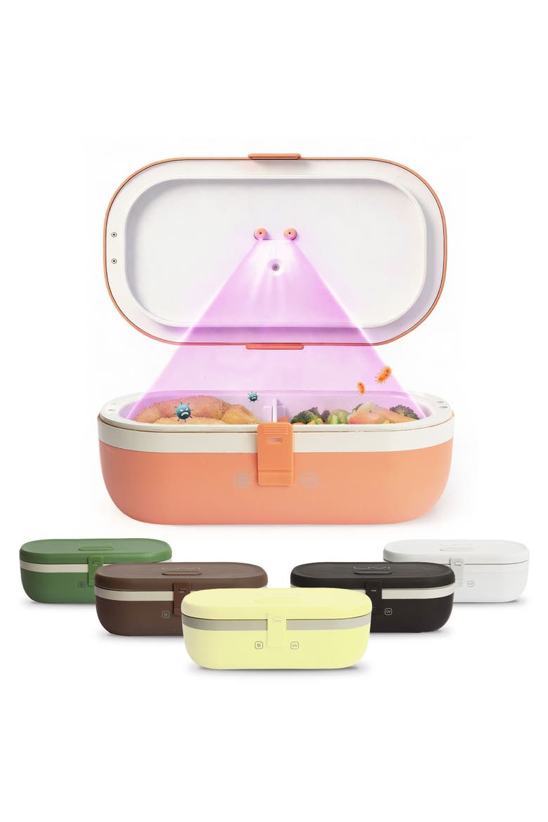 Self-Heating Lunch Box With USB-C Cord and UV Light Sanitizer, Main, color, Salmon