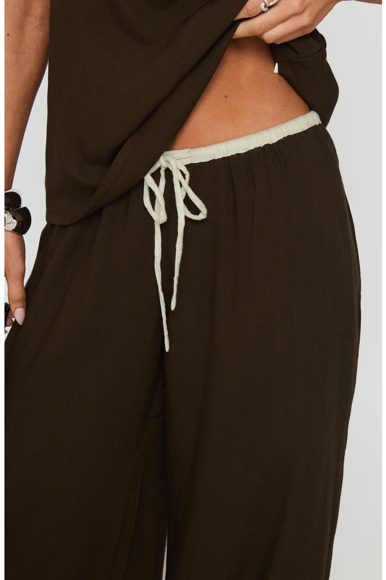 Nolei Contrast Detail Camisole & Drawstring Pants Set, Alternate, color, CHOCOLATE / WHITE