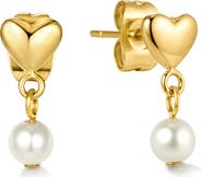 D.LOUISE Mini Heart Imiitation Pearl Drop Earrings