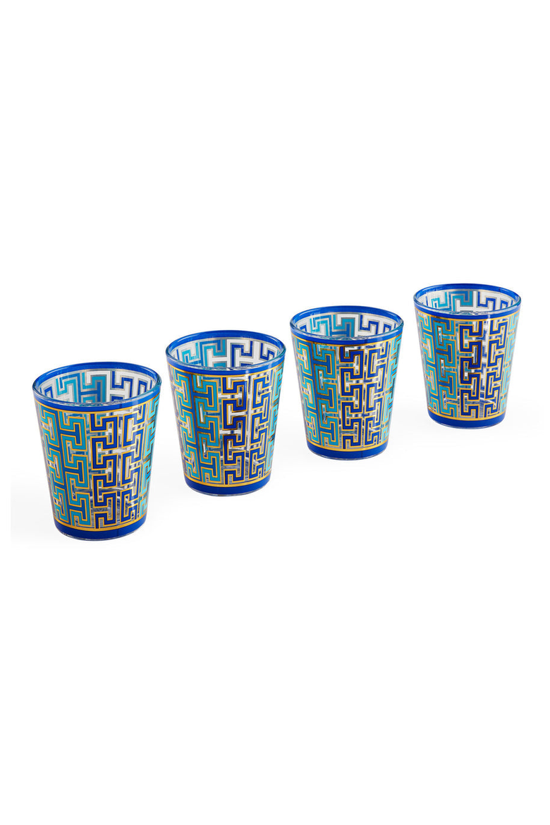 Madrid Glassware Set, Main, color, Blue / Gold