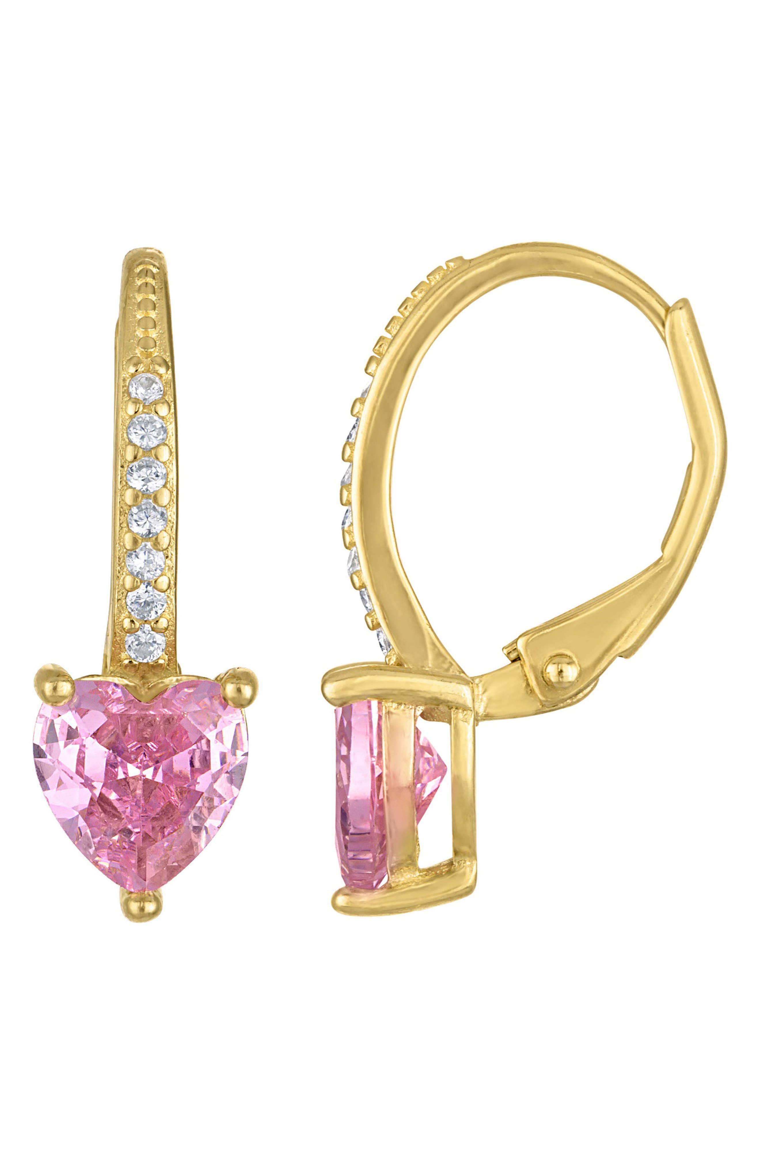 FZN Kids' Sterling Silver & Cubic Zirconia Heart Earrings