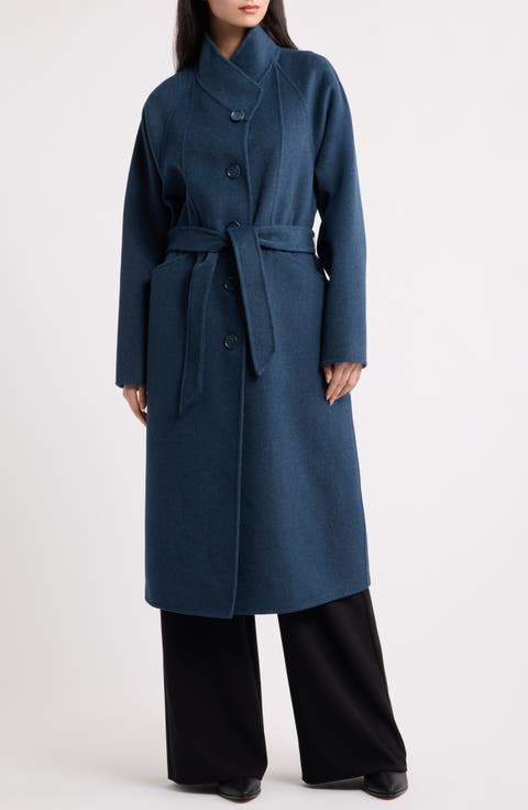 Melange Virgin Wool Long Peacoat
