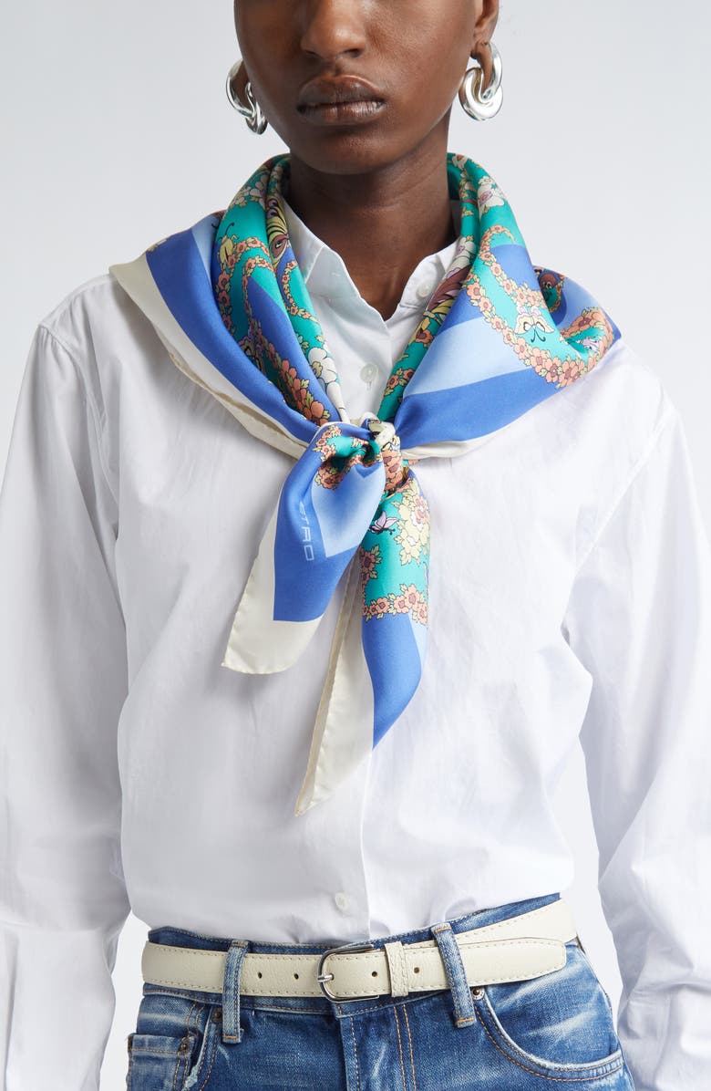 Etro Norma Paisley Silk Square Scarf, Alternate, color,