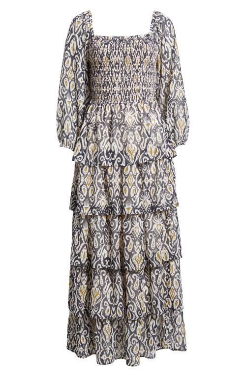 Chelsea28 Smocked Tiered Long Sleeve Maxi Dress In Blue