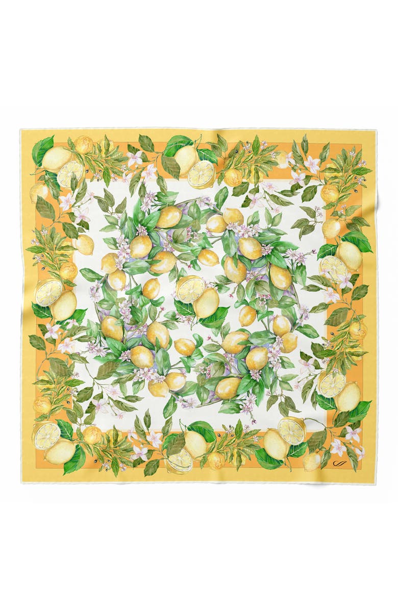 Elizabetta Limoni Fioriti - Silk Foulard for Women, Main, color, Yellow