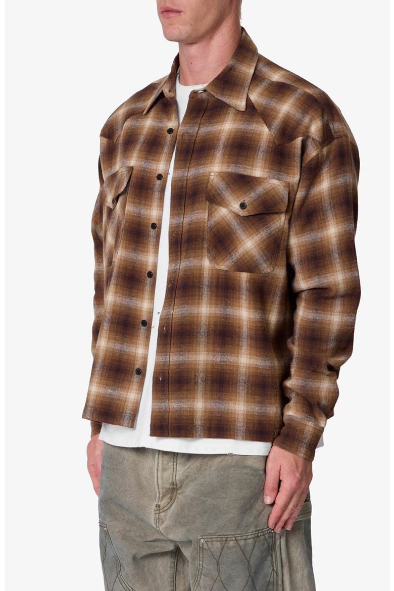 Western Cotton Flannel Shirt, Alternate, color, BROWN