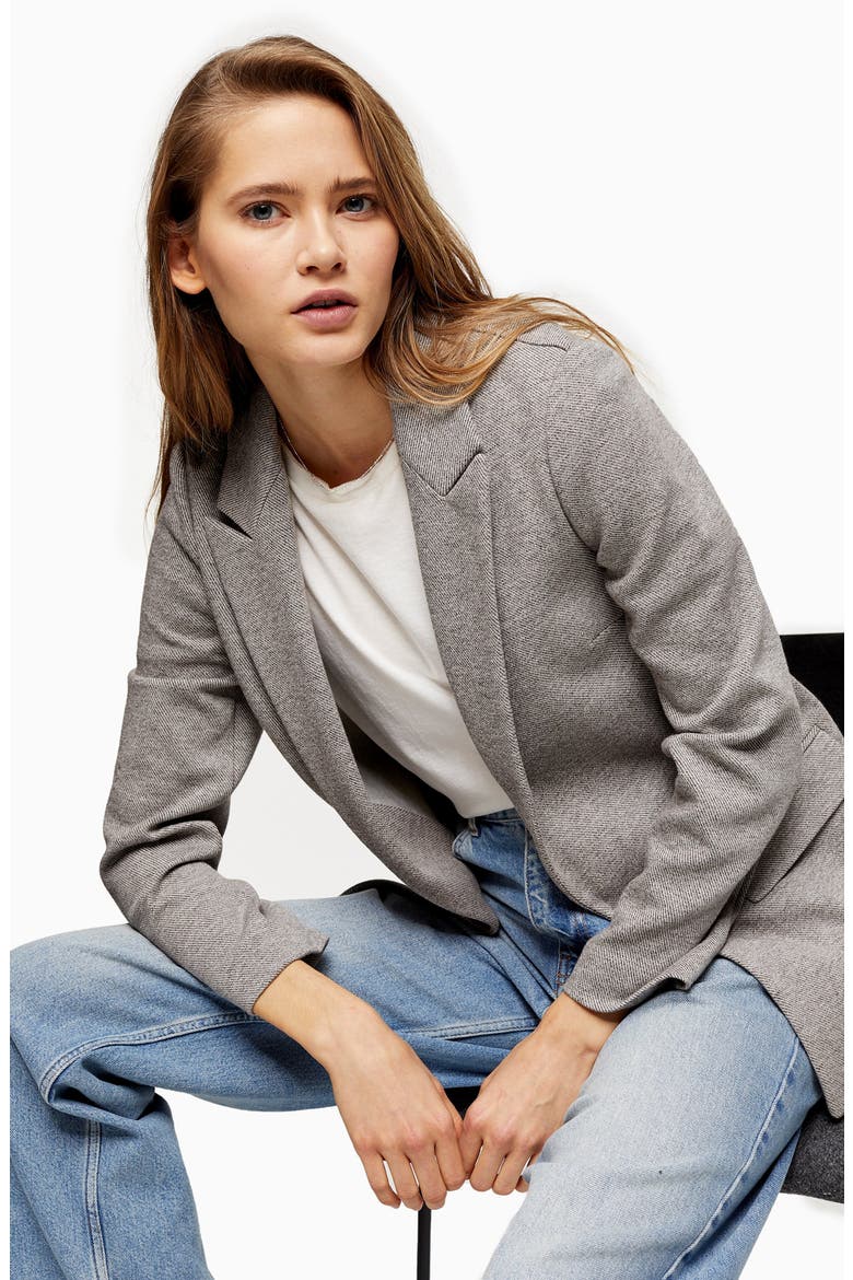 Marled Open Front Blazer, Alternate, color, GREY