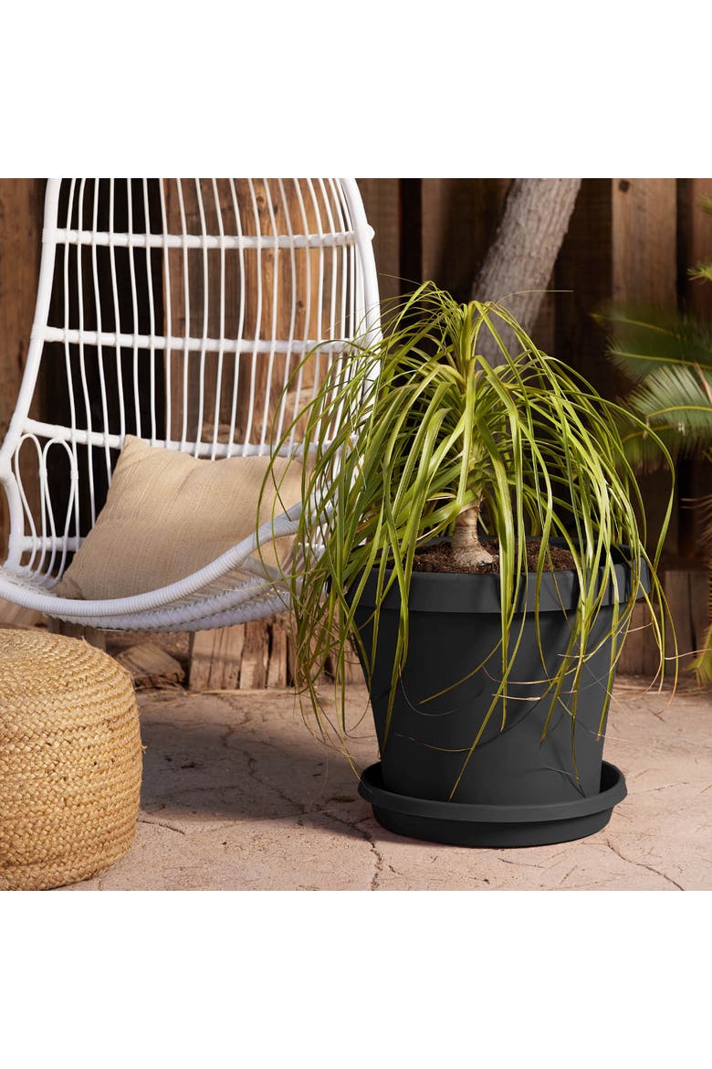 Terra Pot Planter 20 Inch Black Durable Resin Pot, 3.5 Gallon, Alternate, color, Black