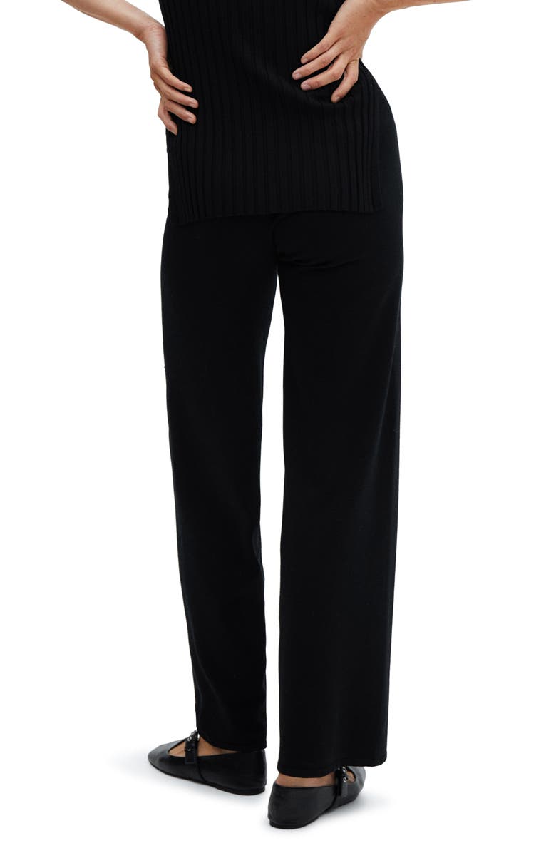 MANGO High Waist Wide Leg Knit Pants, Alternate, color, Black