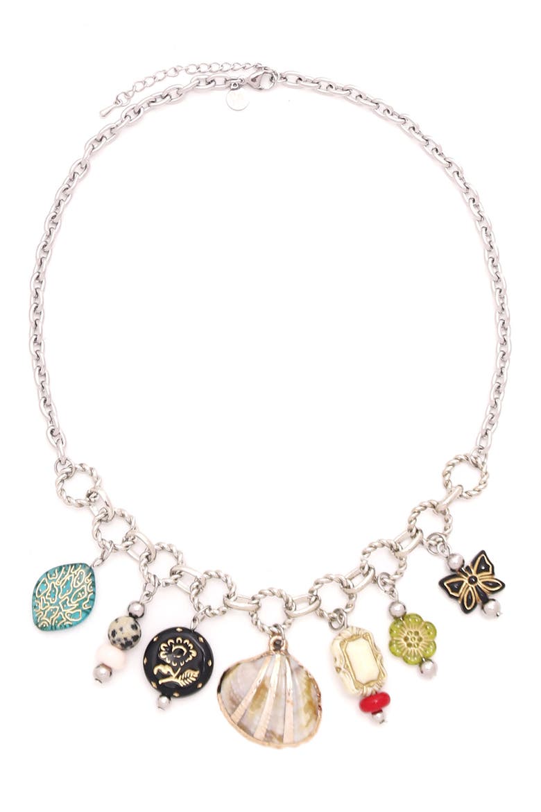Crest Charm Necklace, Main, color, MULTI
