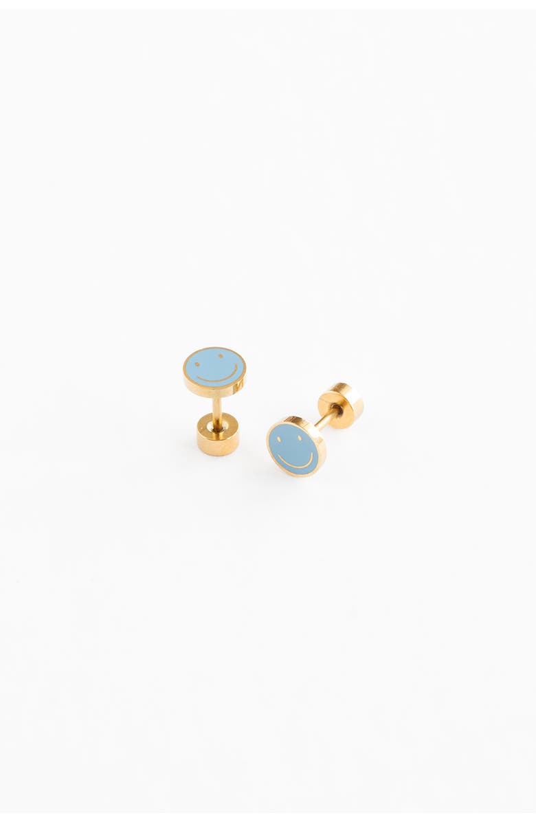 Pip Pop Smile Stud Earrings, Alternate, color, Blue