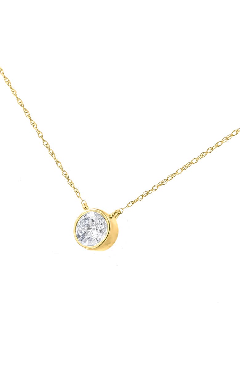 Haus of Brilliance 14K Yellow Gold Silver 1/3 Cttw Round Cut Diamond Bezel 18" Pendant Necklace, Main, color, Yellow