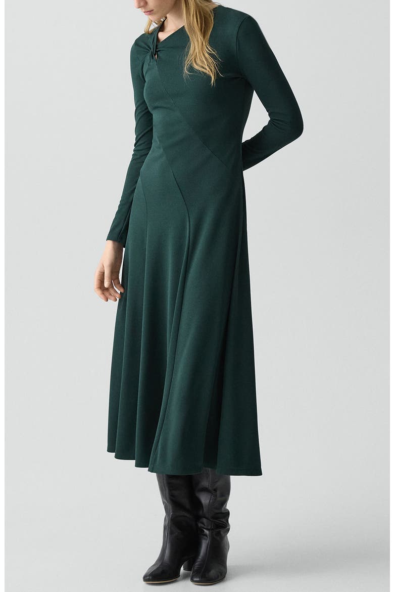 Long Sleeve A-Line Midi Dress, Alternate, color, VIRIDIAN