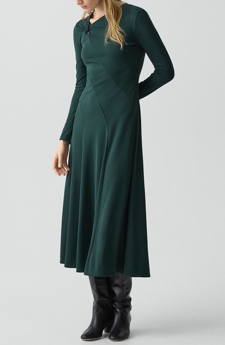Theory Long Sleeve A-Line Midi Dress, Alternate, color, Viridian