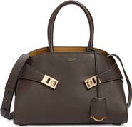 FERRAGAMO Small Hug Grained Leather Top Handle Bag