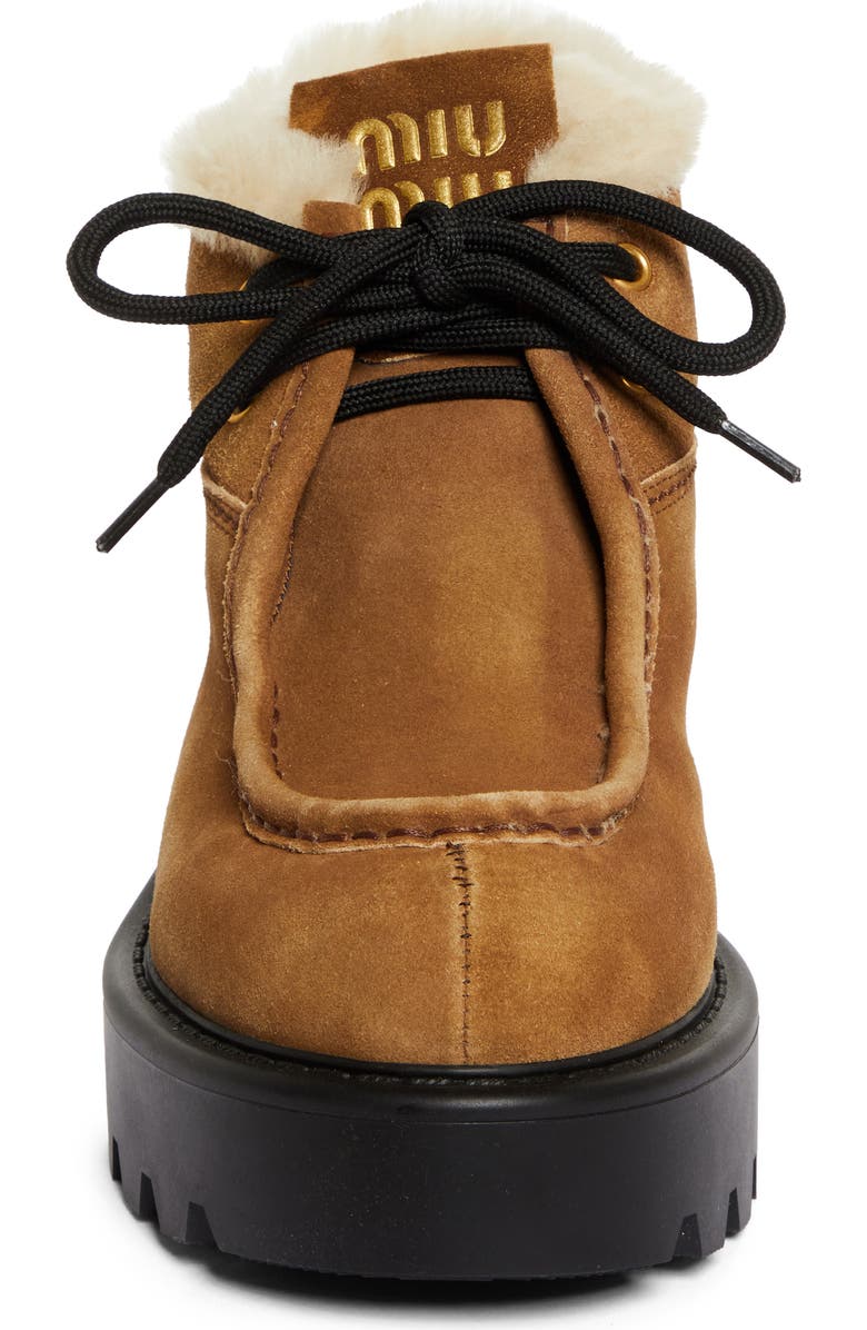 Miu Miu Boyfriend Genuine Shearling Lined Chukka Boot, Alternate, color, Cannella