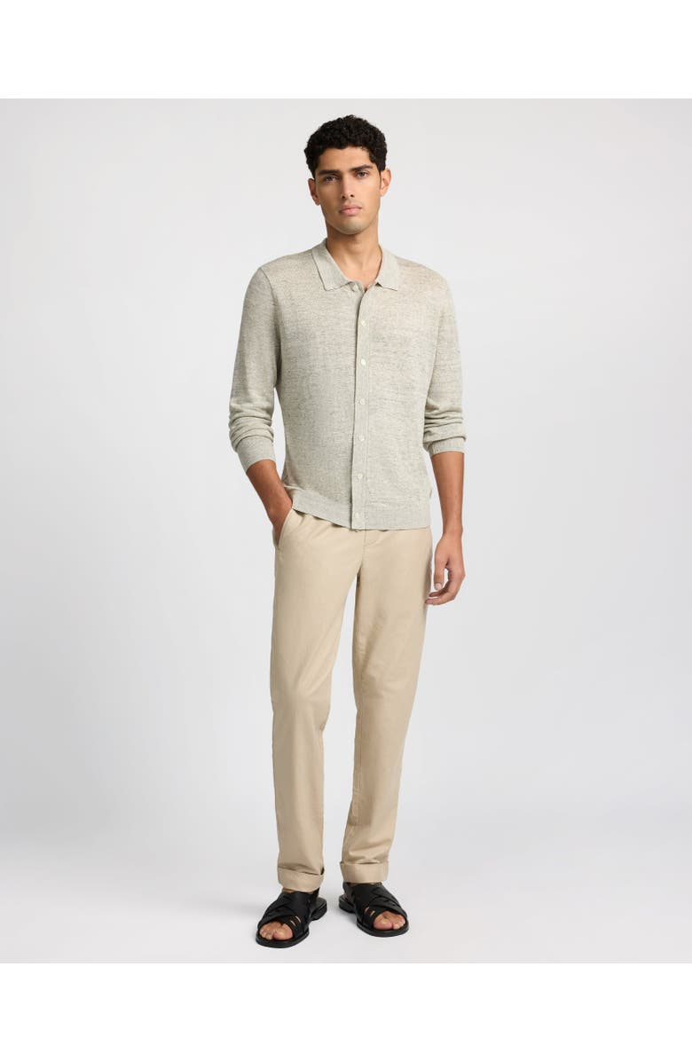 Onia Linen Long Sleeve Sweater Polo, Alternate, color,