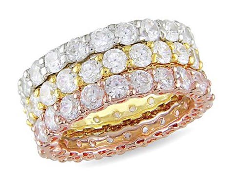 Cubic Zirconia Eternity 3-Piece Ring Set