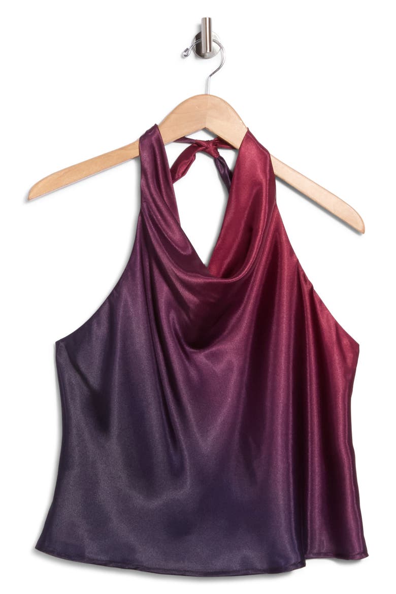 Satin Ombre Halter Top, Main, color, BURGUNDY