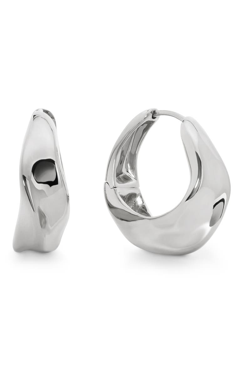 Nomade Medium Sterling Silver Hoop Earrings, Main, color, STERLING SILVER
