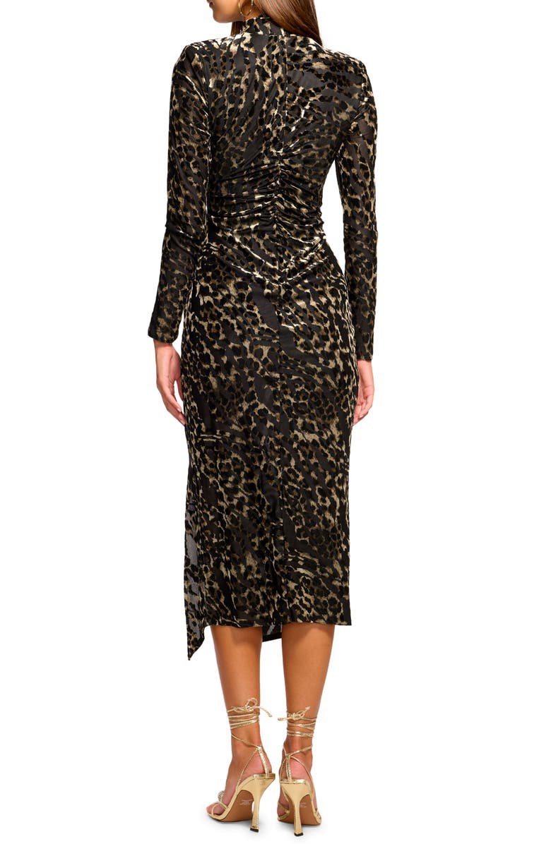 Ramy Brook Eveline Ruched Burnout Leopard Print Cocktail Dress, Alternate, color, 
