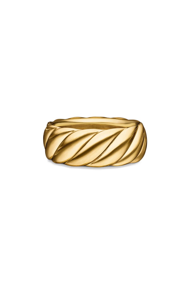 Sculpted Cable Contour Band Ring in 18K Yellow Gold, 9mm, Alternate, color, 18K YELLOW GOLD