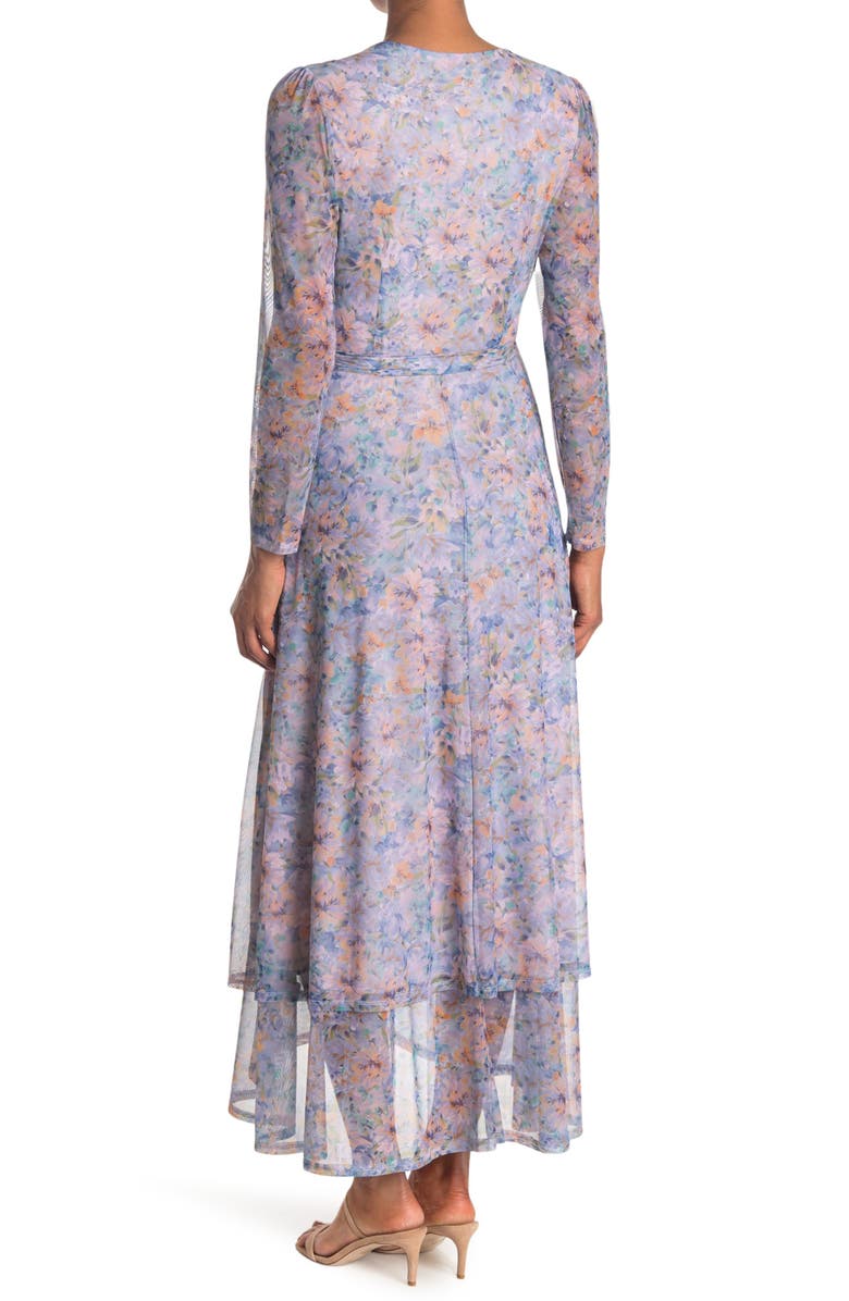 Laundry by Shelli Segal Mesh Long Sleeve Dress, Alternate, color, 