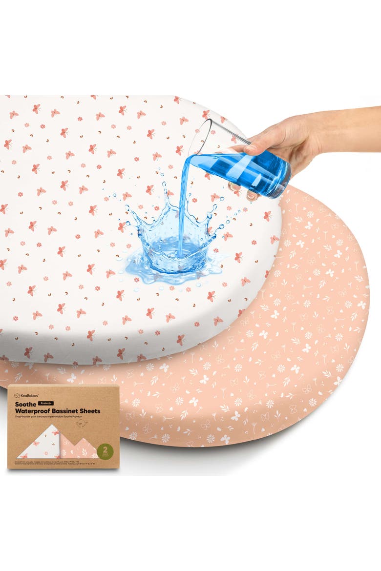 2-Pack Soothe [Protect+] Waterproof Bassinet Sheets, Main, color, Butterflies