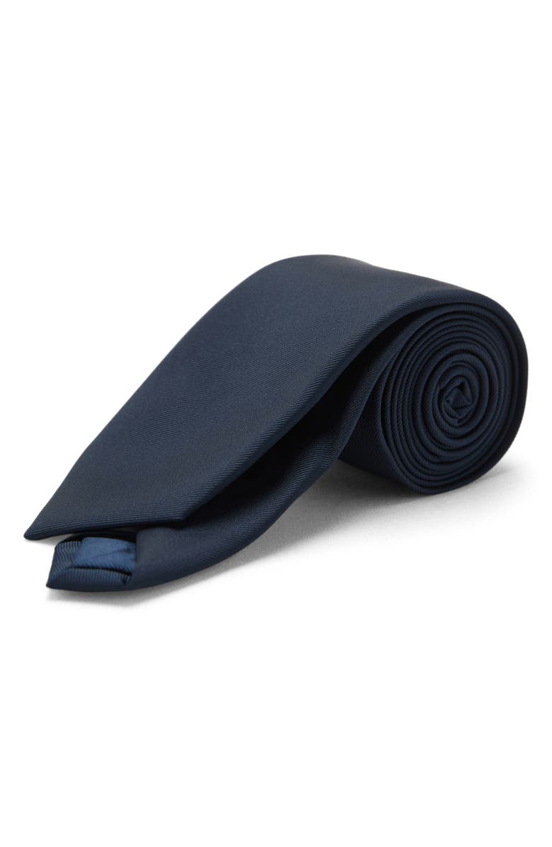 MANGO Solid Tie, Main, color, Navy