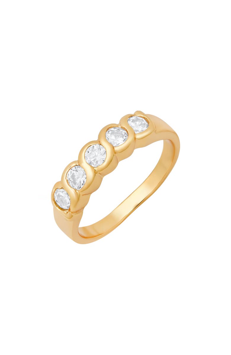 HMY JEWELRY 18K Gold Plated Simulated Diamond Band Ring, Alternate, color, Gold