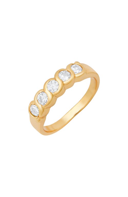Hmy Jewelry 18k Gold Plated Simulated Diamond Band Ring In Gold