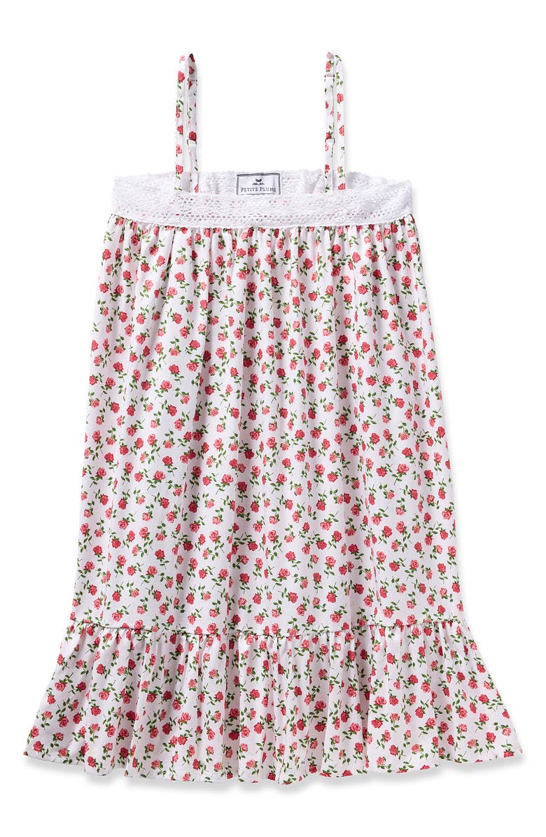 Petite Plume Kids' Lily Floral Print Twill Nightgown, Alternate, color, Pink