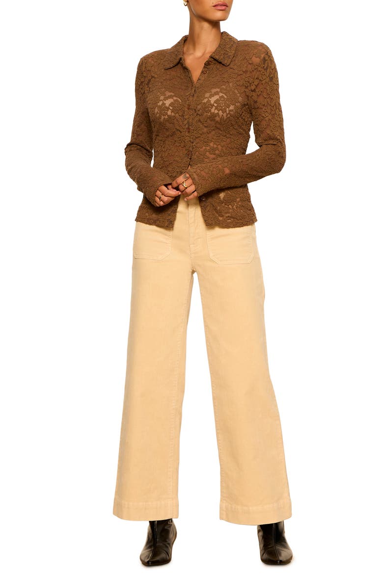 Dreamer Lace Shirt, Alternate, color, COCOA POWDER BROWN
