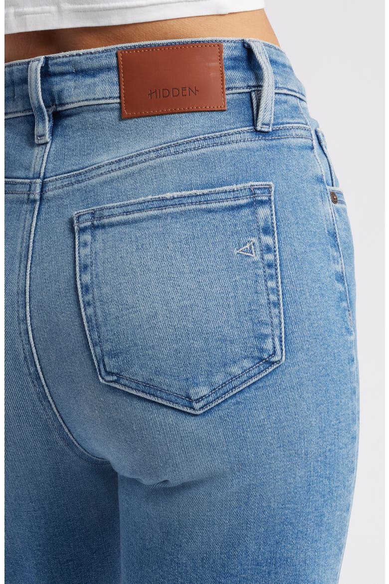 Ripped Raw Hem High Waist Ankle Straight Leg Jeans, Alternate, color, MEDIUM WASH