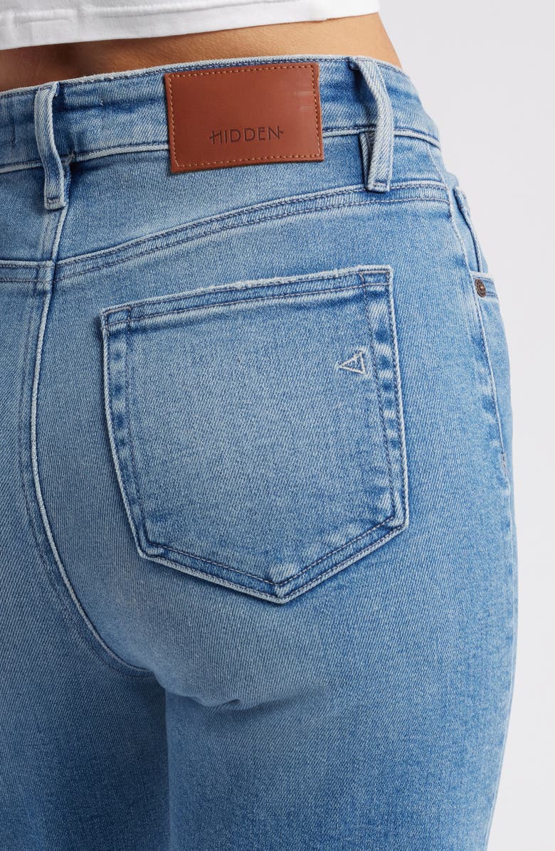 HIDDEN JEANS Ripped Raw Hem High Waist Ankle Straight Leg Jeans, Alternate, color, Medium Wash