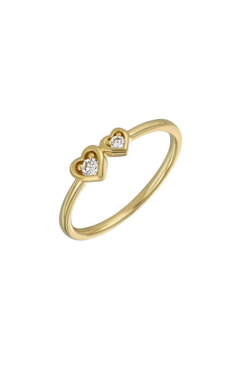 14K Yellow Gold Diamond Double Heart Stackable Ring - 0.08ct. (Nordstrom Exclusive)