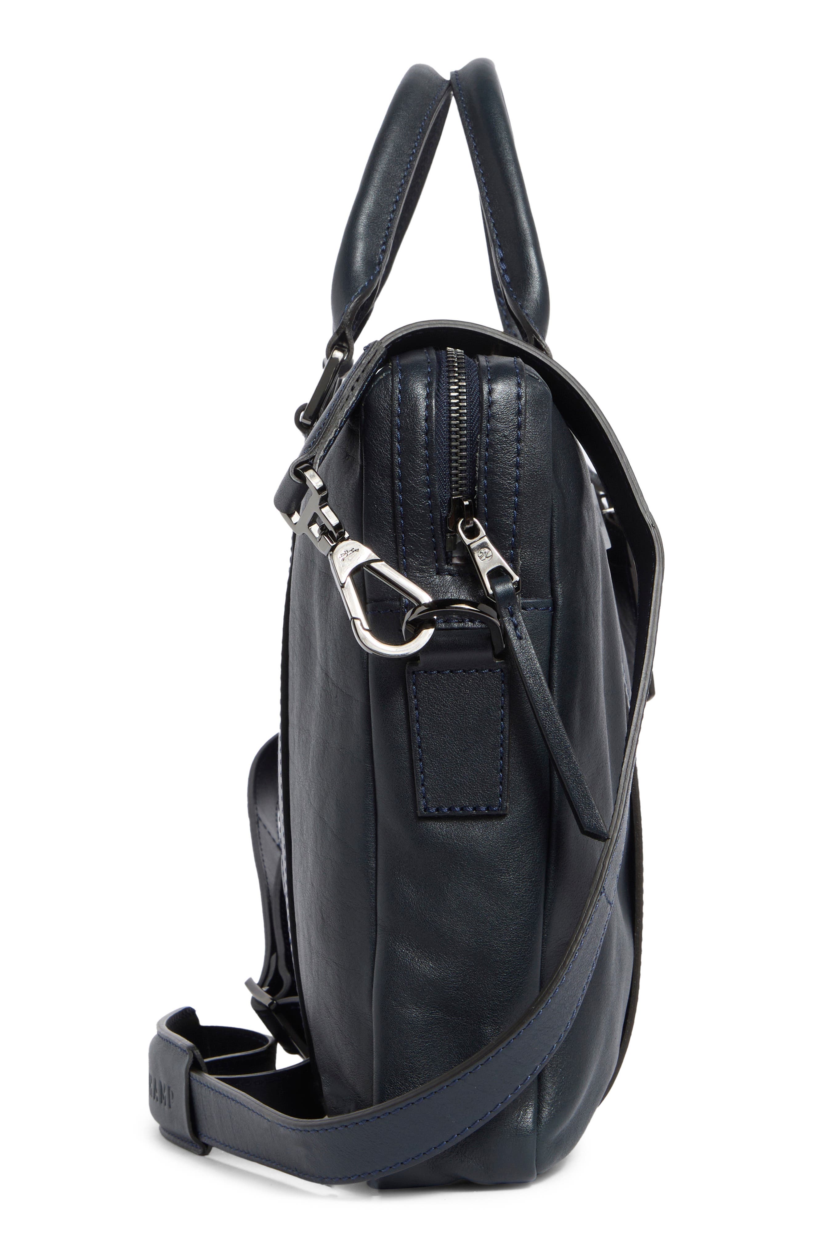 Longchamp LC3D Small Leather Briefcase, Alternate, color, Midnight Blue
